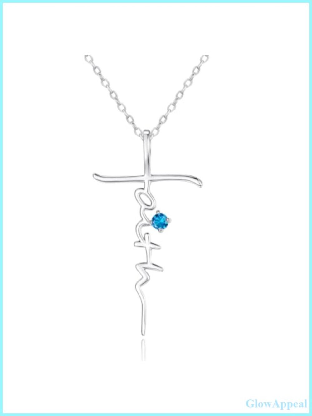 White Gold Plated Faith Cross Pendant Necklace Cubic Zirconia Women
